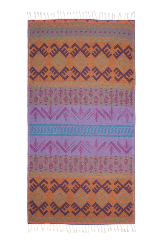 Aztec Pattern Bleu Fonce Turkish Towel