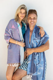 Manta Ray Turkish Towel - Bleue