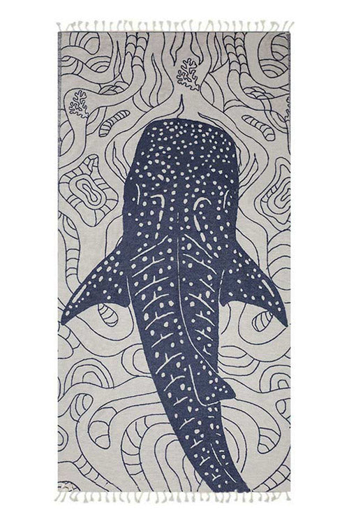 Whale Shark Turkish Towel - Bleu