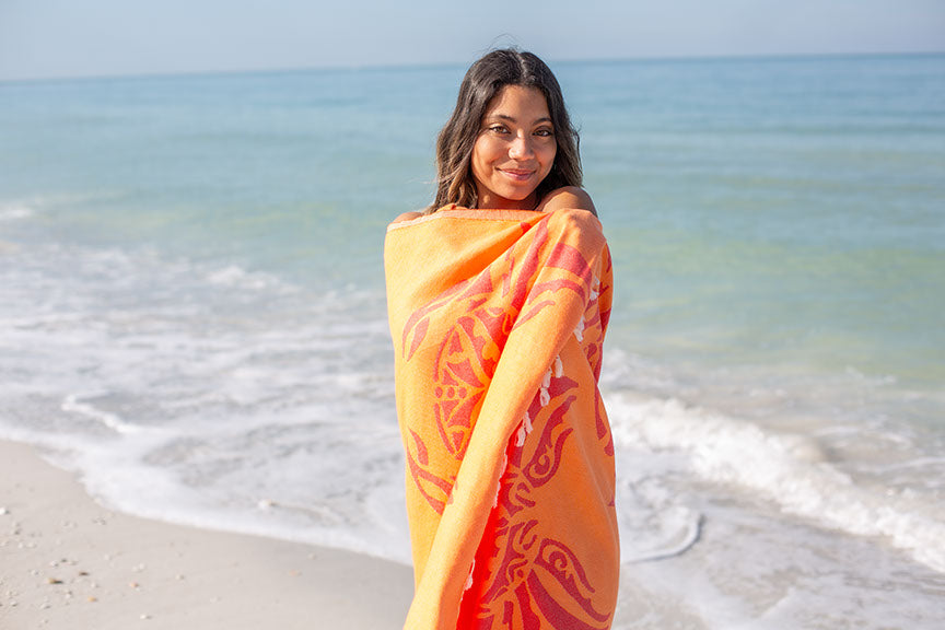 Crabs Orange - Turkish Towel